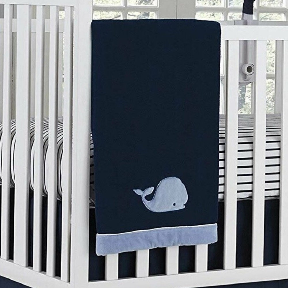 Nautica Kids: Whale Appliquéd Plush Baby Blanket
